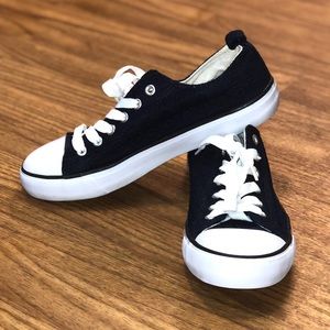 Navy Blue Lace Sneakers